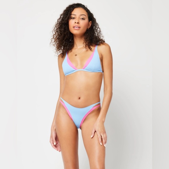 L*Space Seam-Free Finneas Bikini Top Blue/Pink -XS- NWT New with Tags! - Picture 6 of 16